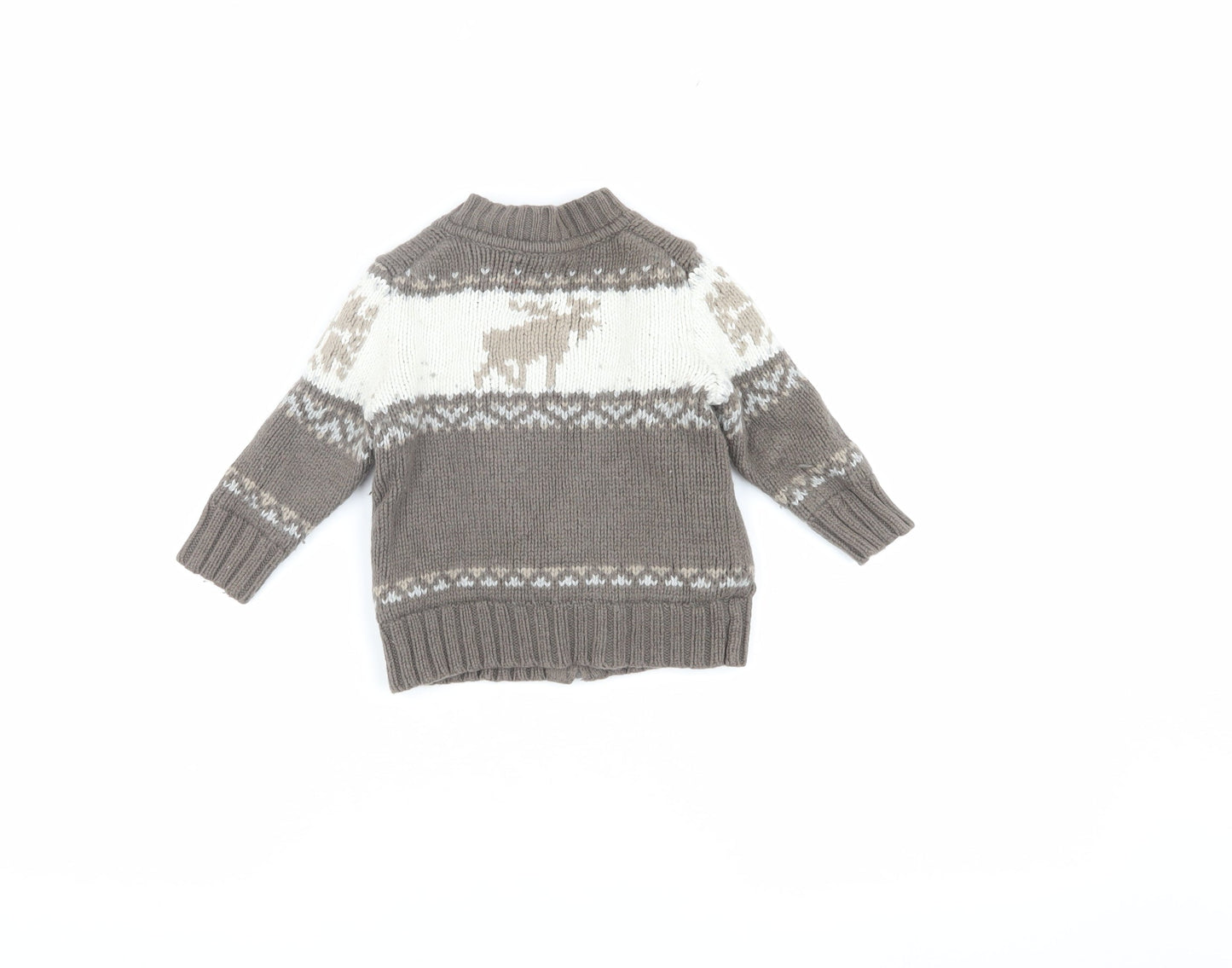 Gap Unisex Baby Toddler Brown Fair Isle Puffer Jacket 12-18M