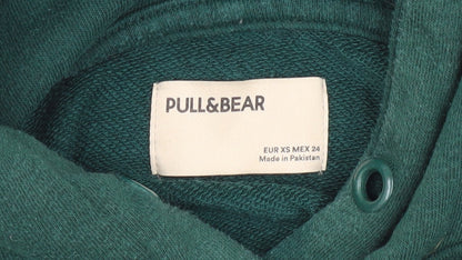 Unisex Adults UK Size XS Pull&Bear Green Pullover Hoodie