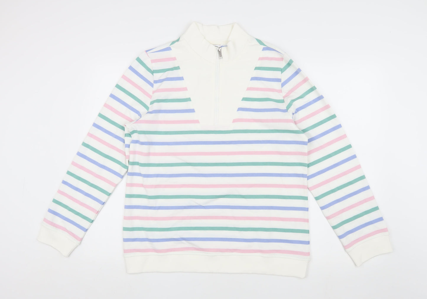 Cotton Traders Women's Ivory Striped Pullover Sweatshirt Size 12