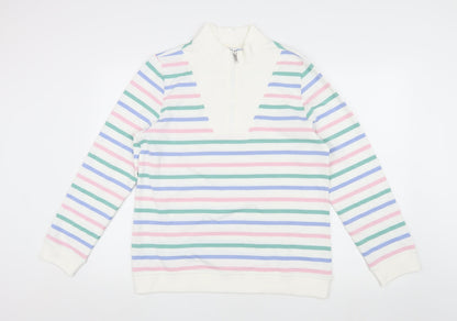 Cotton Traders Women's Ivory Striped Pullover Sweatshirt Size 12