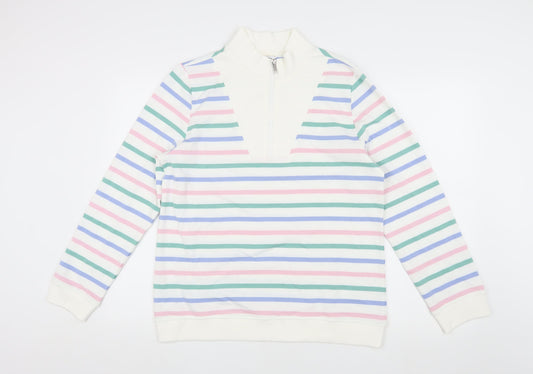 Cotton Traders Women's Ivory Striped Pullover Sweatshirt Size 12