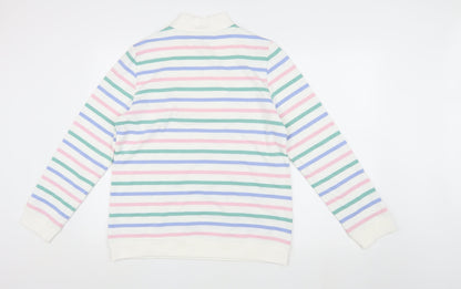 Cotton Traders Women's Ivory Striped Pullover Sweatshirt Size 12