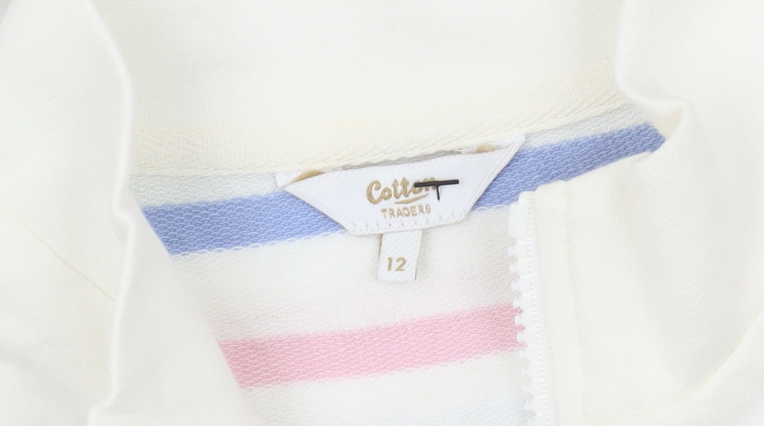 Cotton Traders Women's Ivory Striped Pullover Sweatshirt Size 12