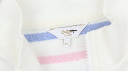 Cotton Traders Women's Ivory Striped Pullover Sweatshirt Size 12