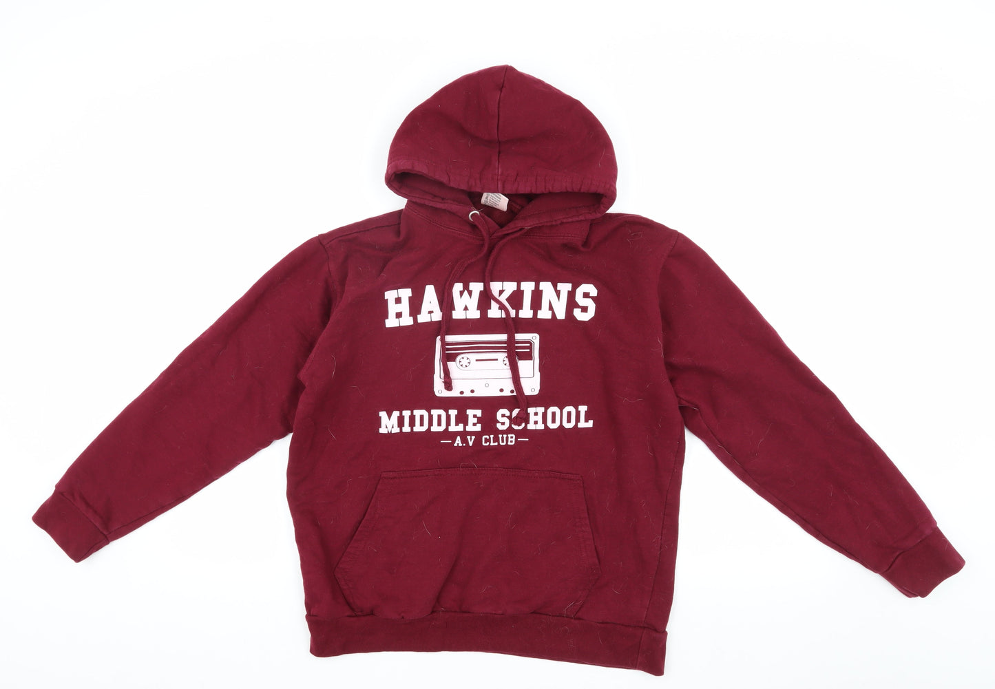Unisex Adults UK Size M Stars & Stripes Red Pullover Hoodie
