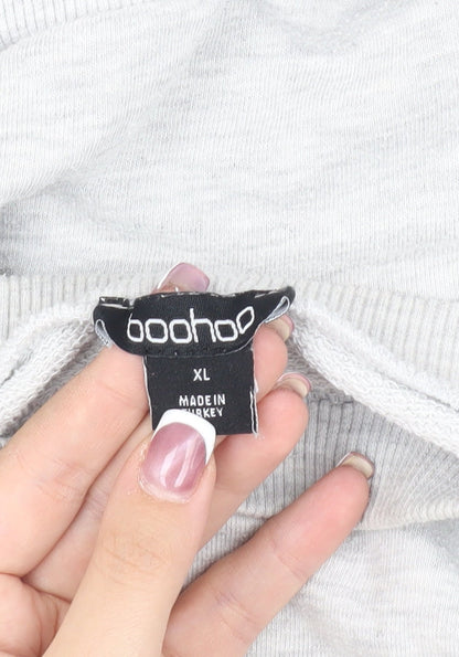 Boohoo Unisex Grey Graphic Print Pullover Sweatshirt XL