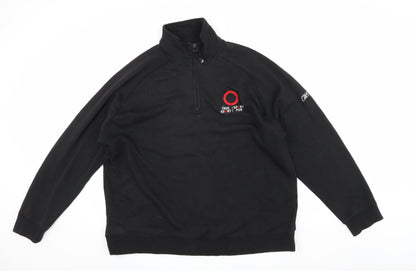 Mens UK Size L Reebok Black 1/4 Zip Sweatshirt