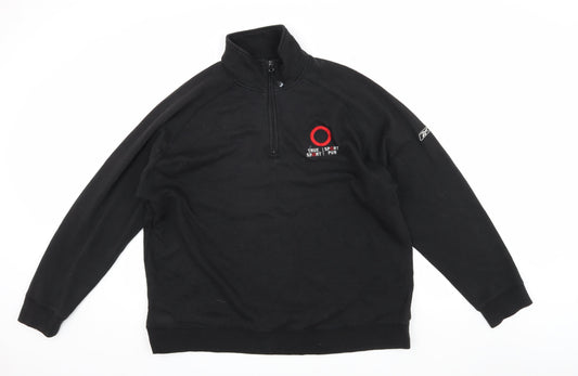 Mens UK Size L Reebok Black 1/4 Zip Sweatshirt