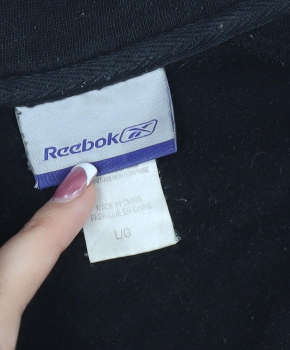 Mens UK Size L Reebok Black 1/4 Zip Sweatshirt