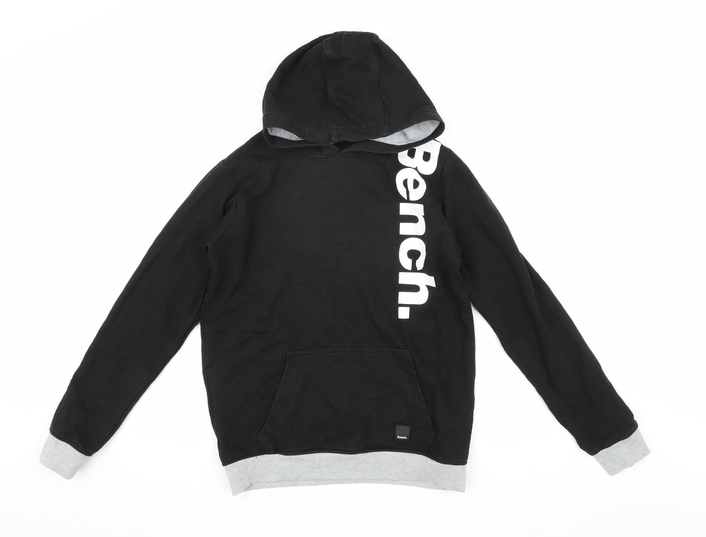Bench Boys Black Pullover Hoodie with Logo, Size 13 Years