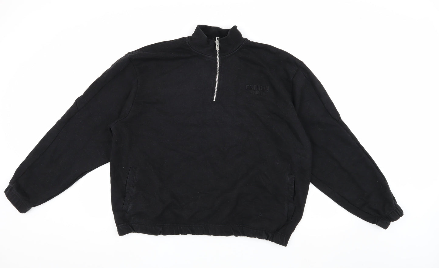Mens UK Size XL boohooMAN Black 1/4 Zip Sweatshirt
