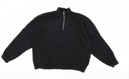 Mens UK Size XL boohooMAN Black 1/4 Zip Sweatshirt