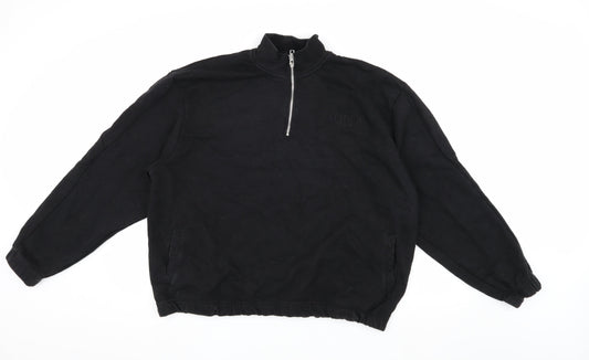 Mens UK Size XL boohooMAN Black 1/4 Zip Sweatshirt