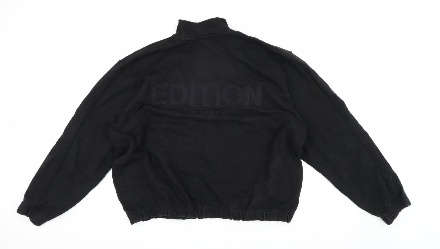 Mens UK Size XL boohooMAN Black 1/4 Zip Sweatshirt