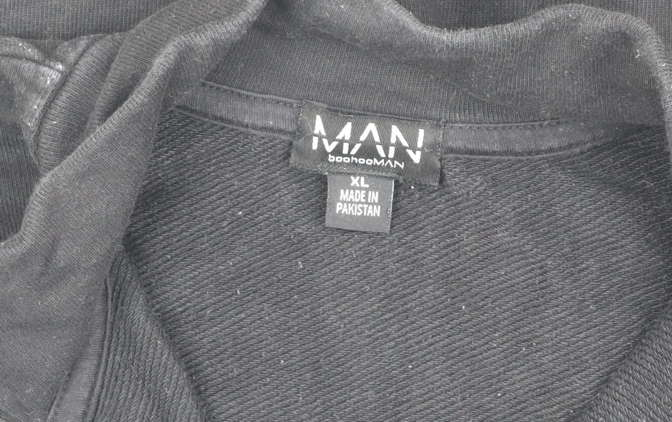 Mens UK Size XL boohooMAN Black 1/4 Zip Sweatshirt