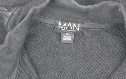 Mens UK Size XL boohooMAN Black 1/4 Zip Sweatshirt