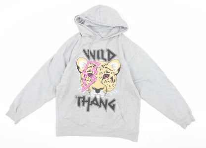 Shok Activewear Unisex Grey Graphic Pullover Hoodie L