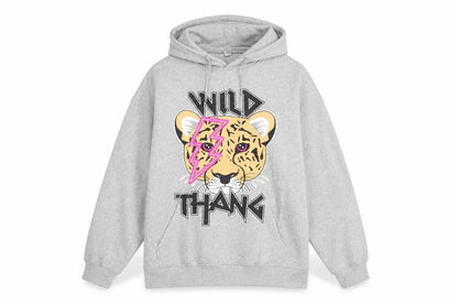 Front view of Shok Activewear unisex grey graphic pullover hoodie l