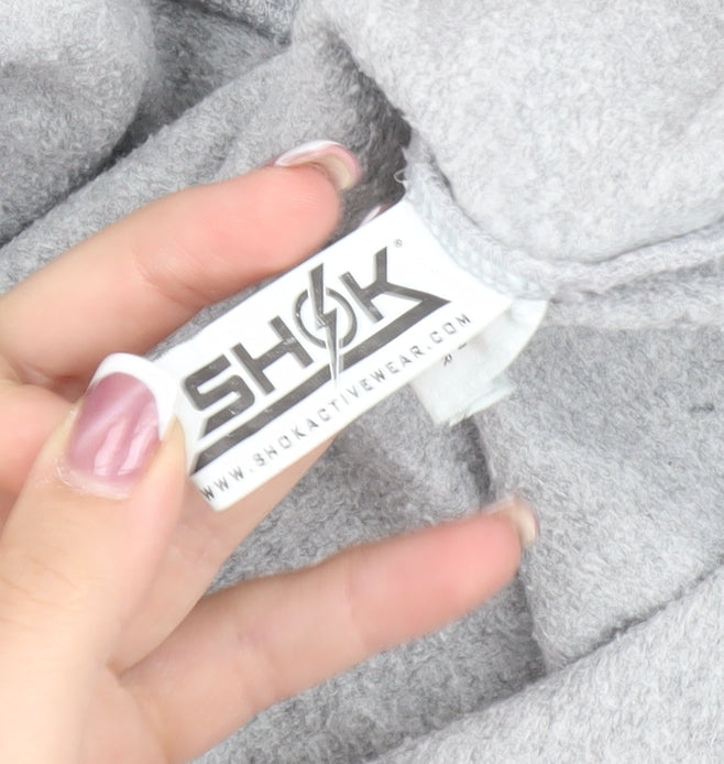 Shok Activewear Unisex Grey Graphic Pullover Hoodie L
