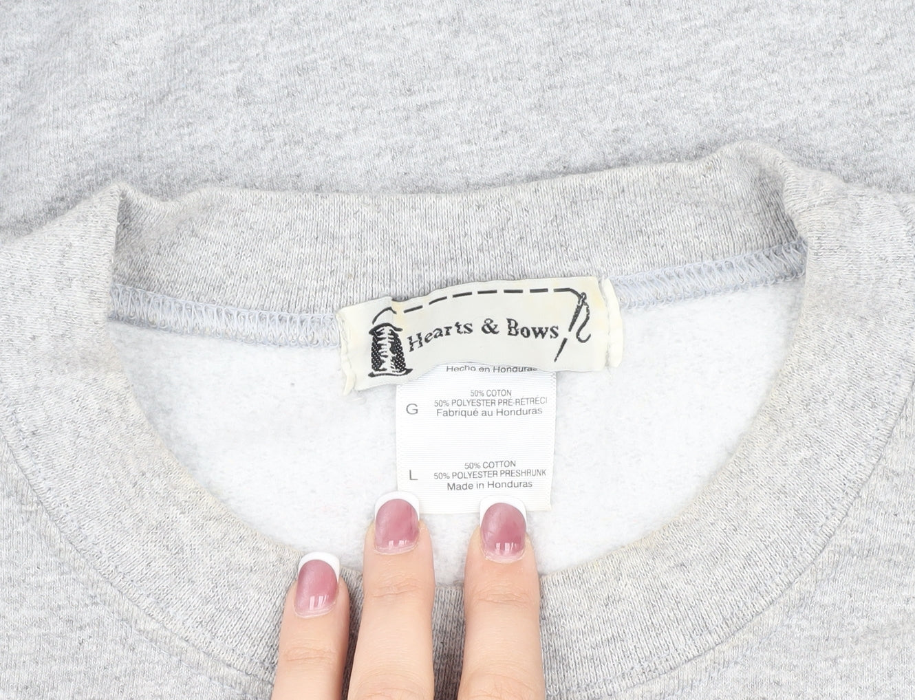 Hearts & Bows Unisex Grey Pullover Sweatshirt L