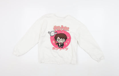 Harry Potter Girls White Pullover Sweatshirt 9-10Y Graphic Print