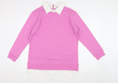 Threadbare Women's Pink Collared Pullover Sweatshirt M