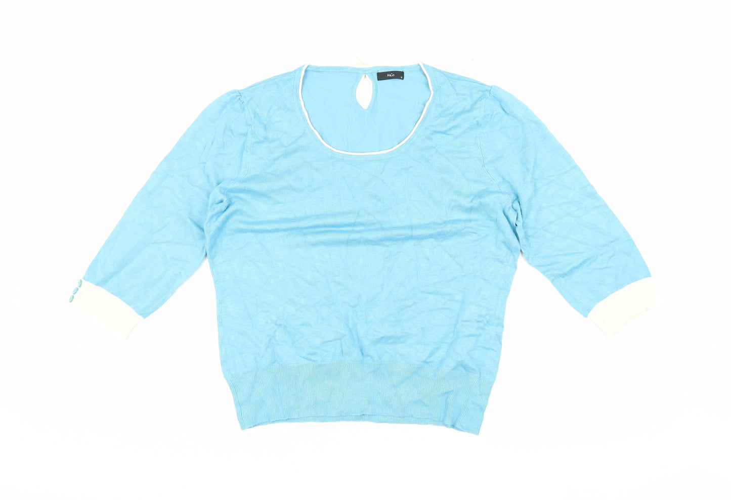 Womens UK Size 16 M&Co Blue Pullover Jumper