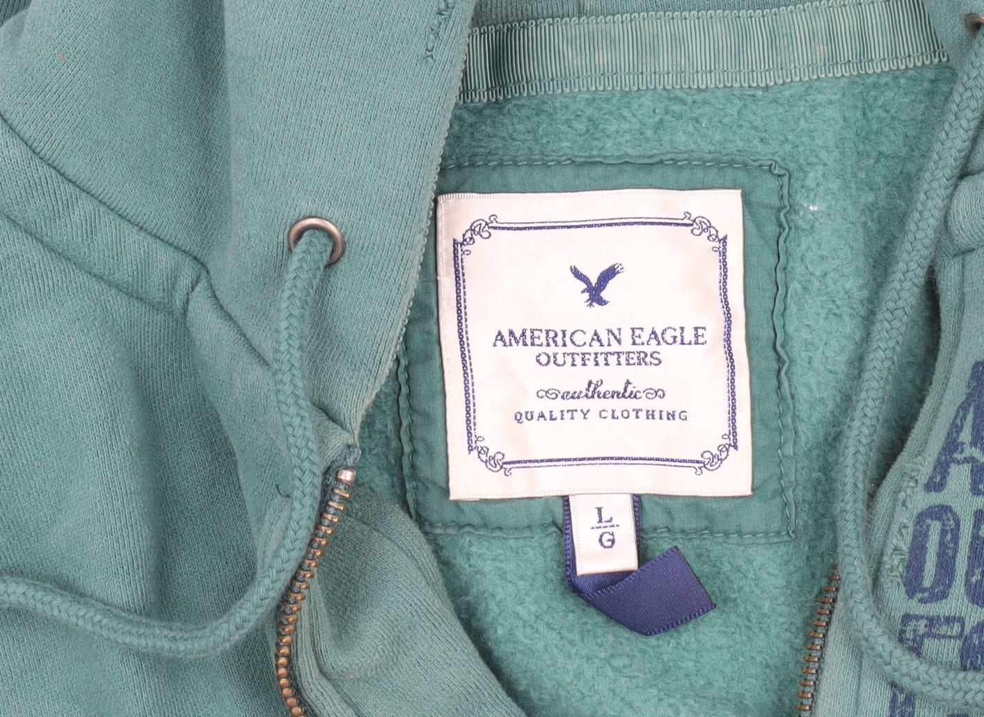 American Eagle Men's Green Hooded Jacket L