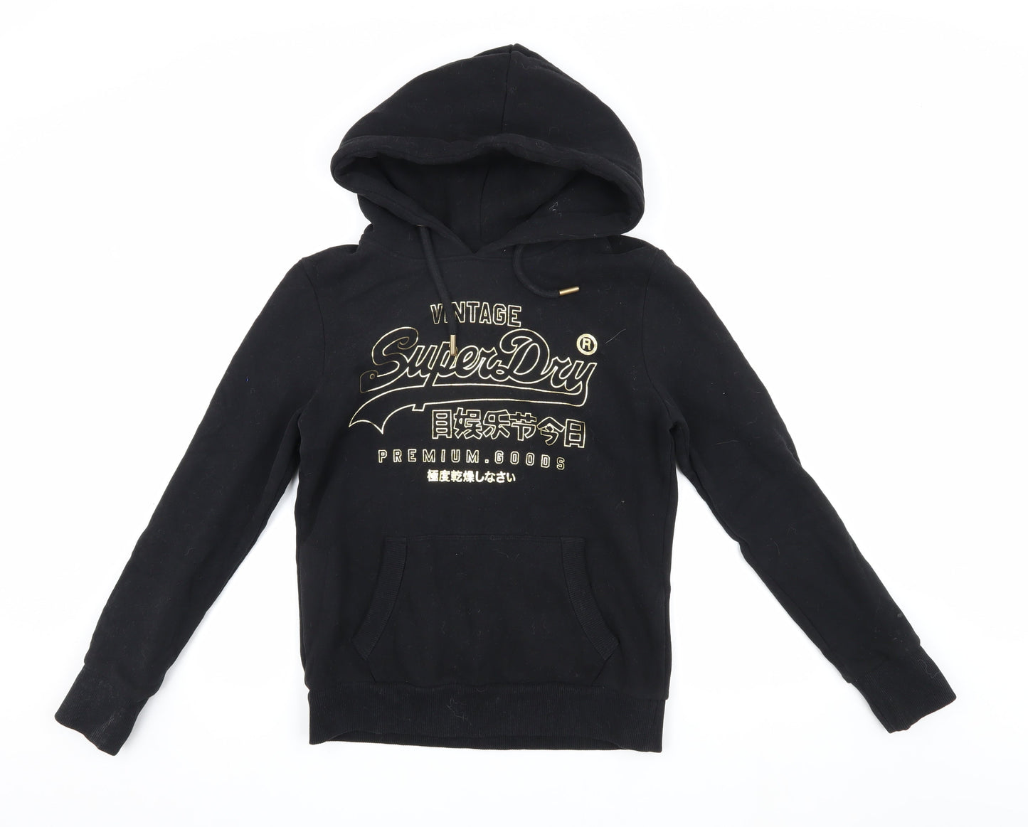 Superdry Women's Black Hoodie - UK 10, Vintage Style