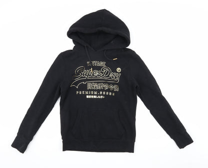 Superdry Women's Black Hoodie - UK 10, Vintage Style