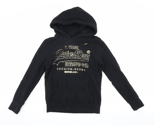 Superdry Women's Black Hoodie - UK 10, Vintage Style