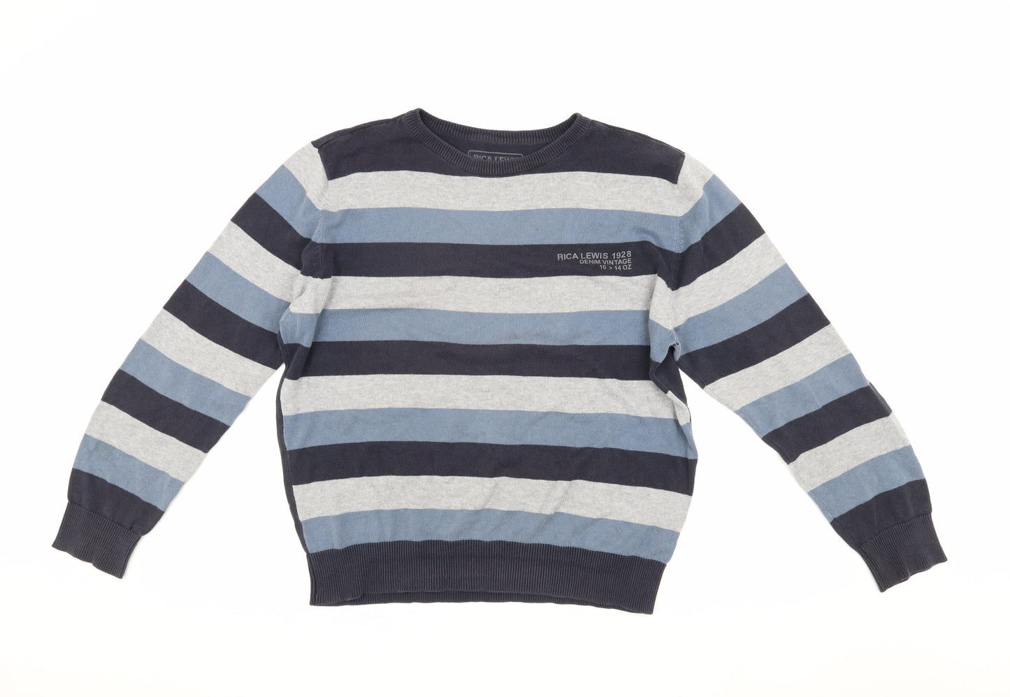 Rica Lewis Men's Blue Striped Pullover Jumper L