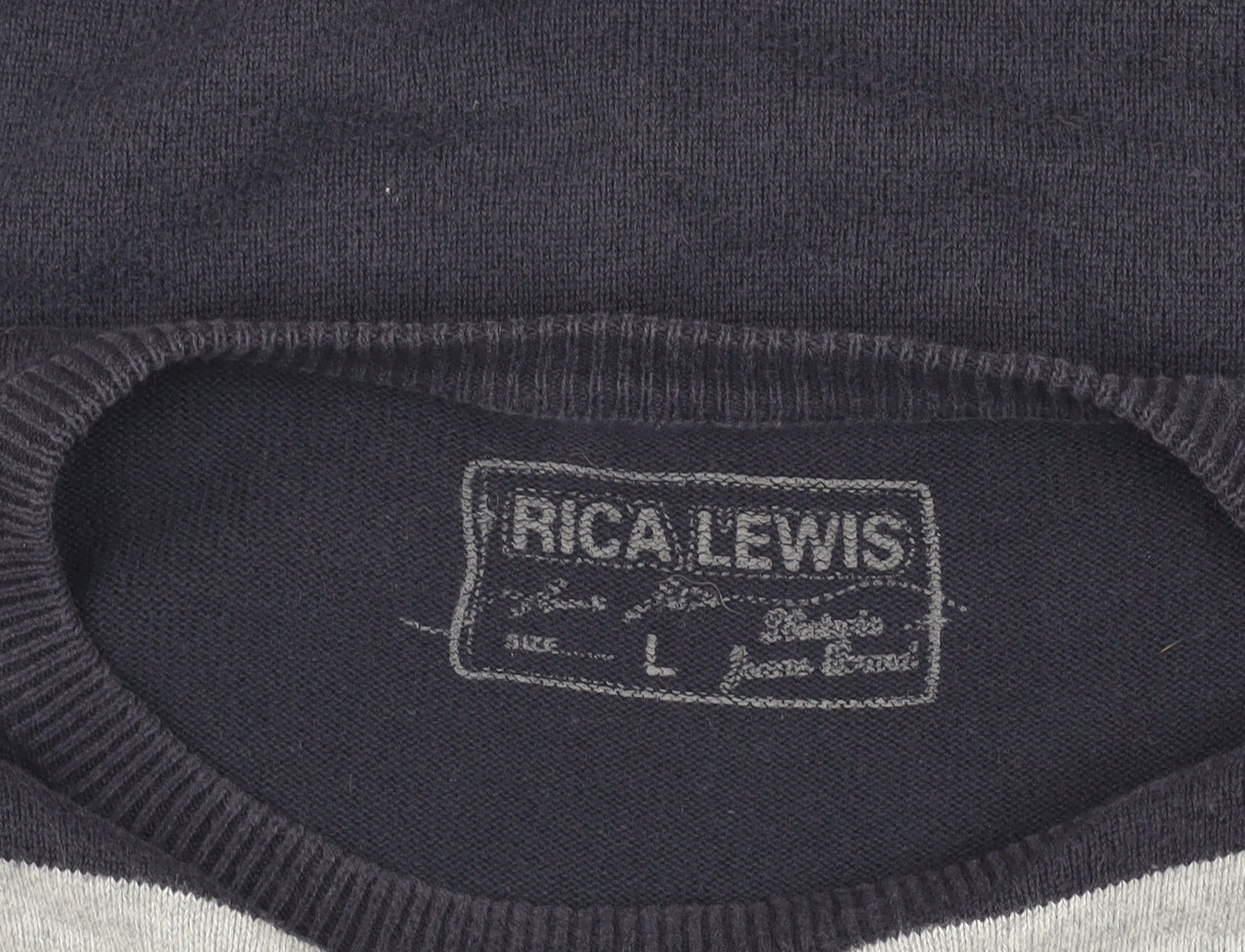 Rica Lewis Men's Blue Striped Pullover Jumper L