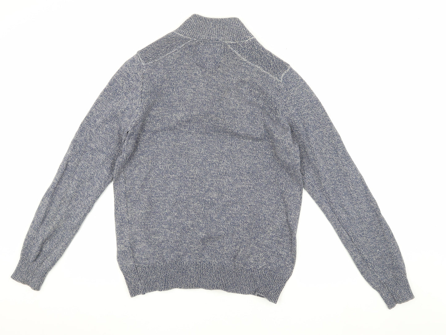 Threadbare Men's Blue 1/4 Zip Knit Sweatshirt M