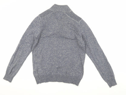 Threadbare Men's Blue 1/4 Zip Knit Sweatshirt M