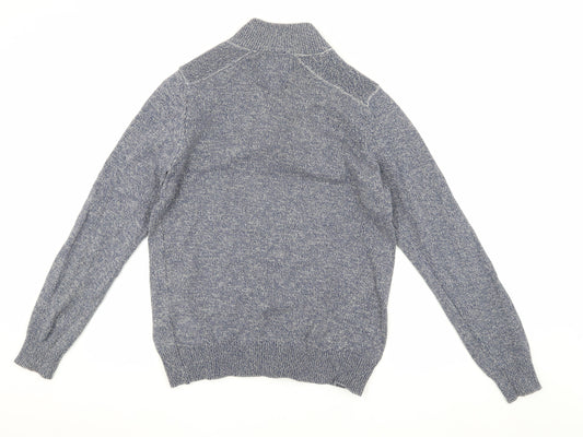 Threadbare Men's Blue 1/4 Zip Knit Sweatshirt M