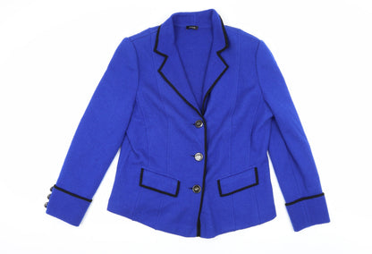 Basilier Women's Blue Blazer Size 14 Lined Notch Lapel