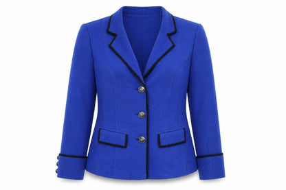 Basilier Women's Blue Blazer Size 14 Lined Notch Lapel