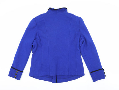 Basilier Women's Blue Blazer Size 14 Lined Notch Lapel