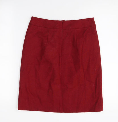 Laura Ashley Women's Red Wool Pencil Skirt, Size 8