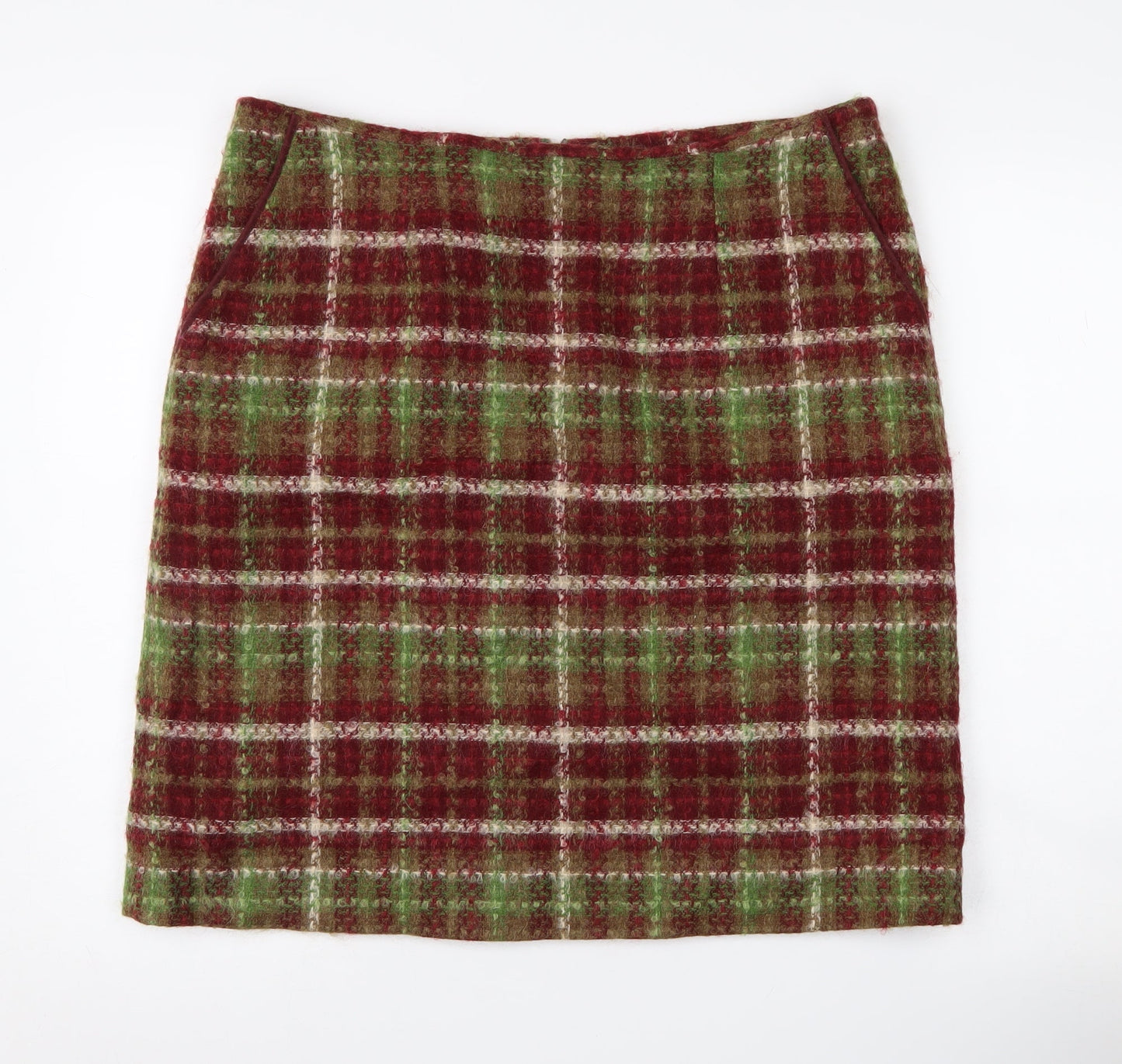 Laura Ashley Women's Plaid Wool Pencil Skirt Size 16