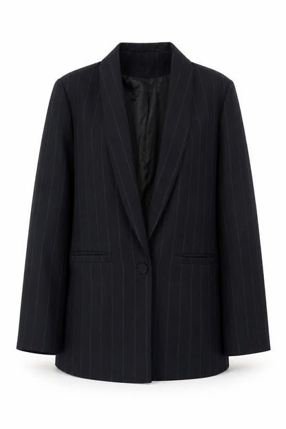 Daphnea Women's Black Pinstripe Blazer S - Classic Business Jacket