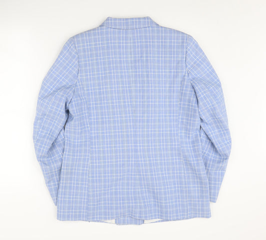 H&M Women's Blue Check Blazer Size 12