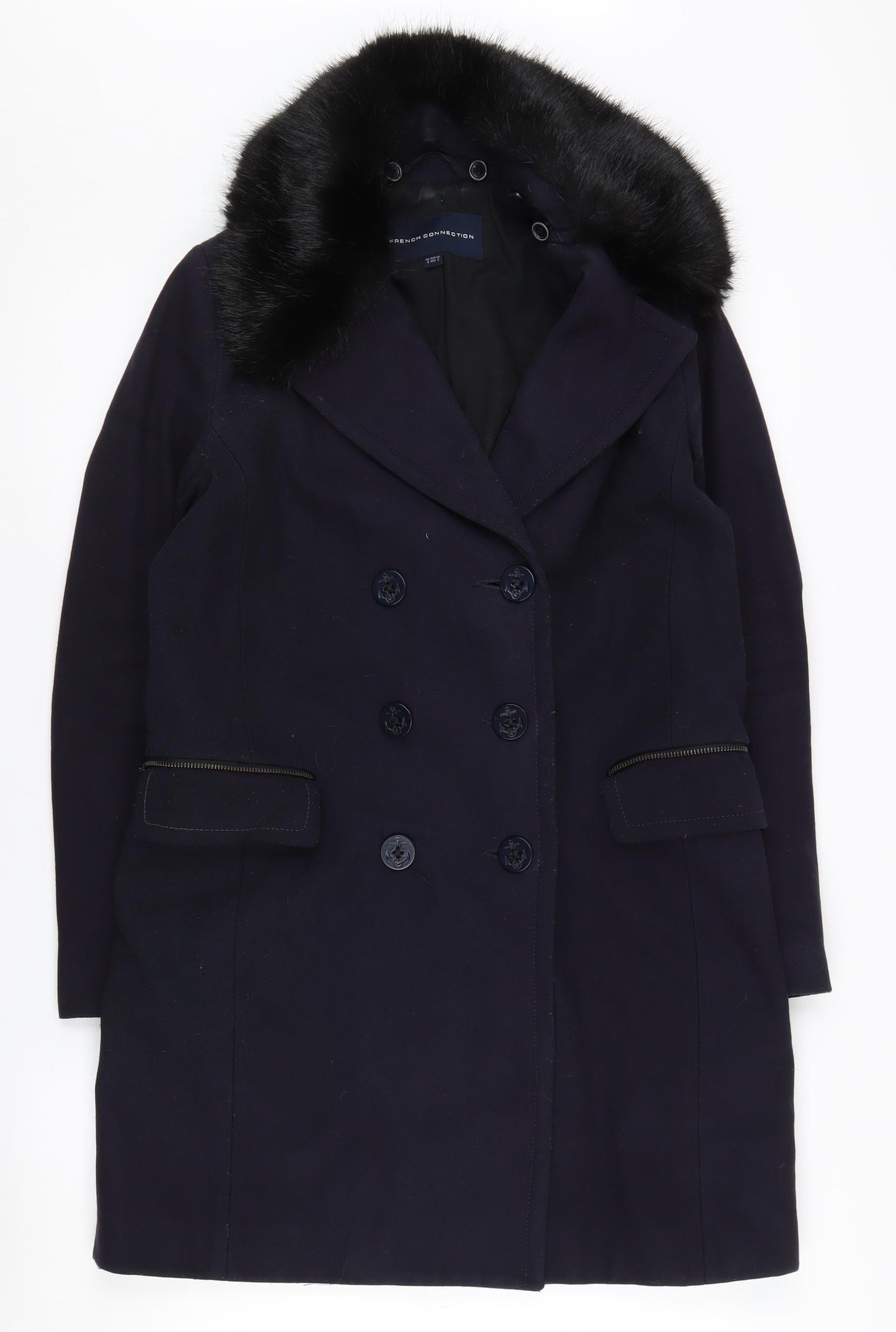 Womens UK Size 6 French Connection Black Pea Coat