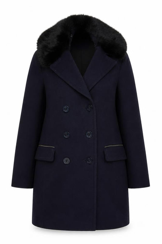 Womens UK Size 6 French Connection Black Pea Coat