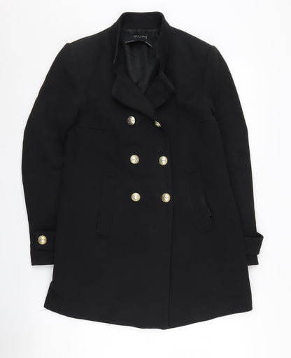 Womens UK Size S Zara Basic Black Pea Coat