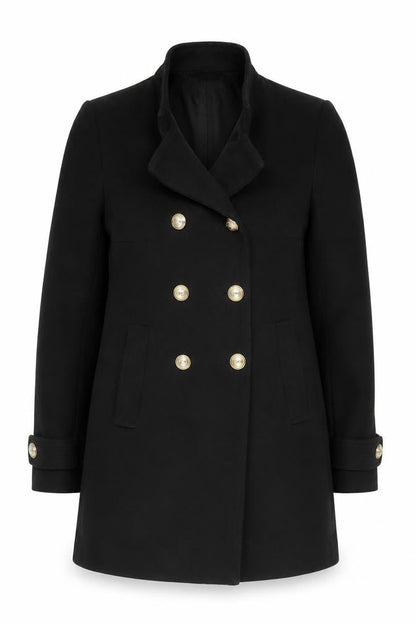 Womens UK Size S Zara Basic Black Pea Coat