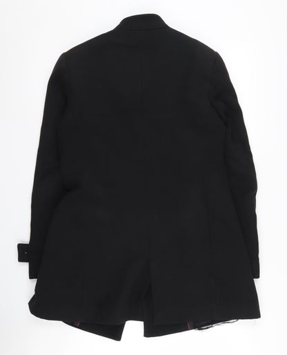 Womens UK Size S Zara Basic Black Pea Coat