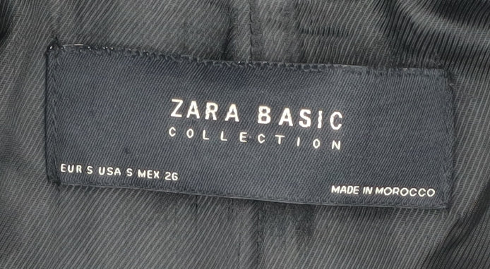 Womens UK Size S Zara Basic Black Pea Coat