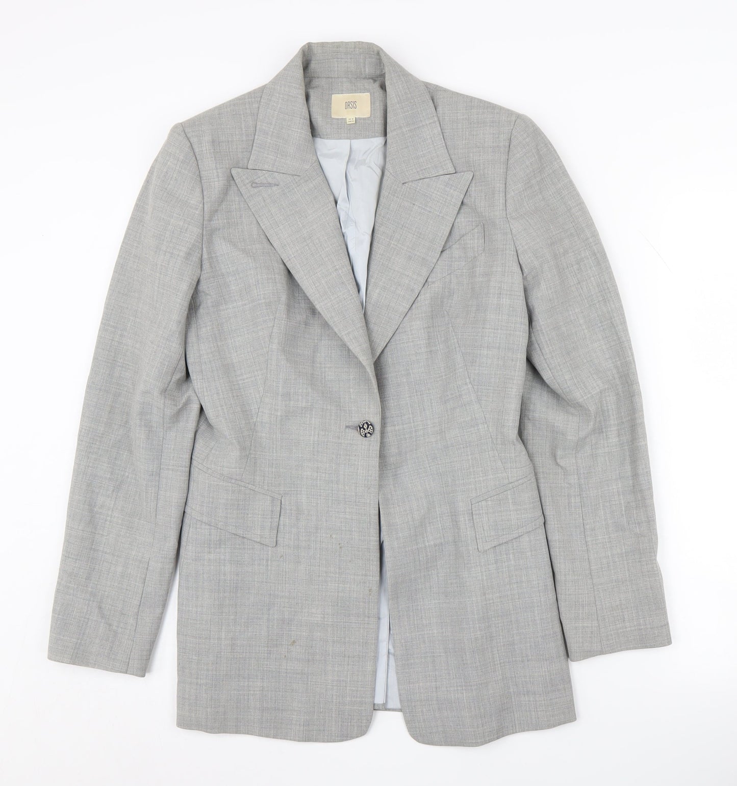Oasis Women's Grey Check Suit Jacket Size 10